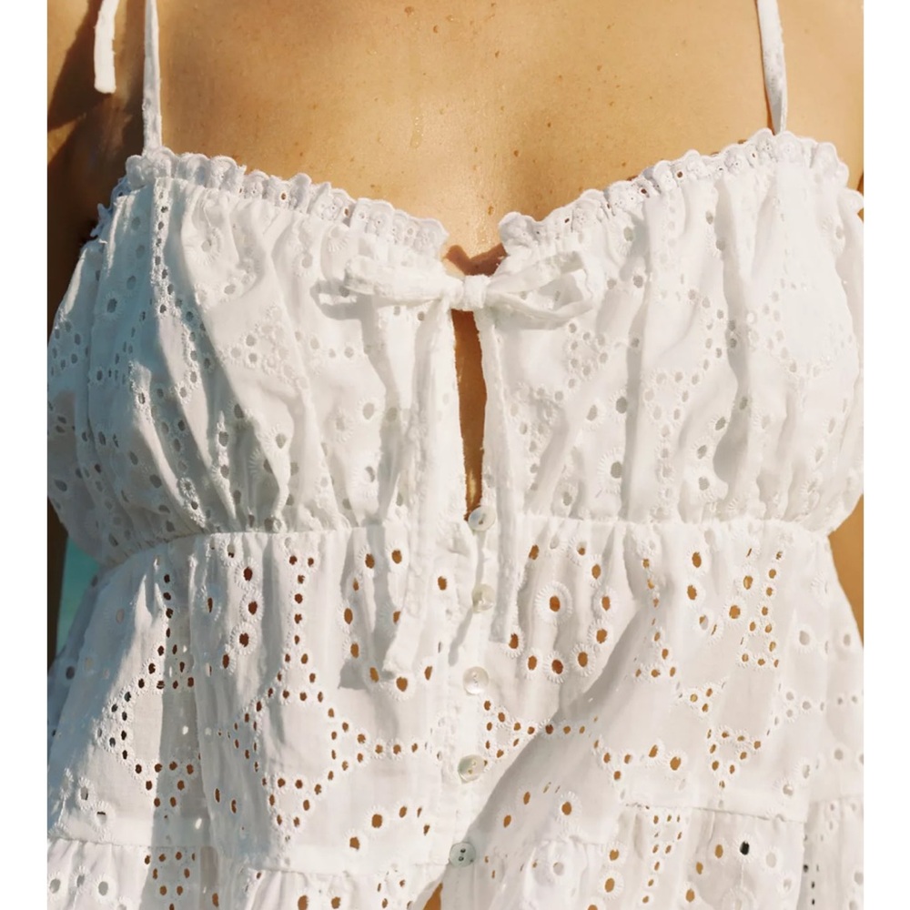 Zara Embroidered Eyelet Top
